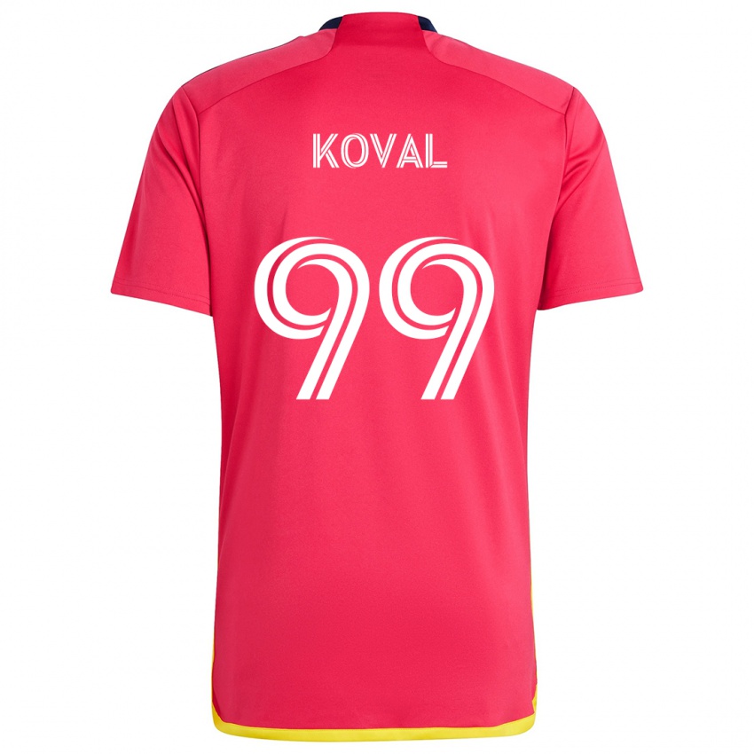 Homem Camisola Stanislav Koval #99 Vermelho Azul Principal 2024/25 Camisa