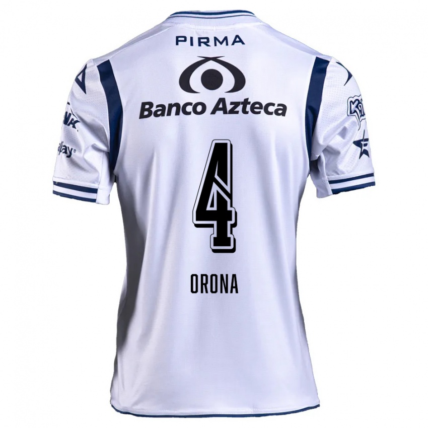 Homem Camisola Efraín Orona #4 Branco Azul Marinho Principal 2024/25 Camisa