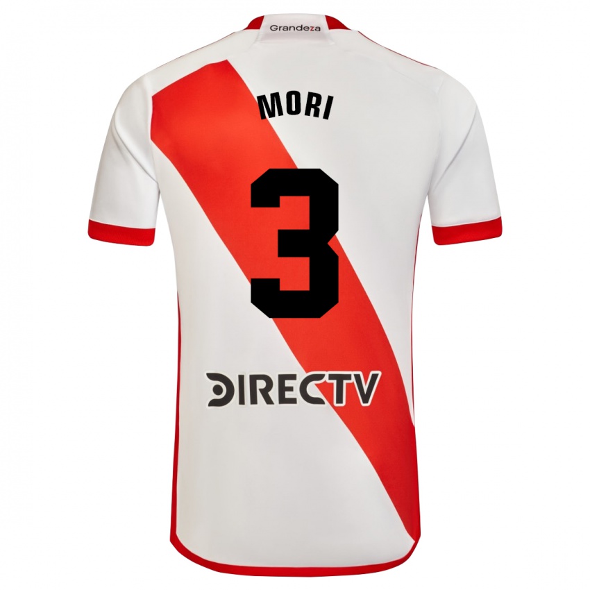 Homem Camisola Ramiro Funes Mori #3 Branco Vermelho Principal 2024/25 Camisa