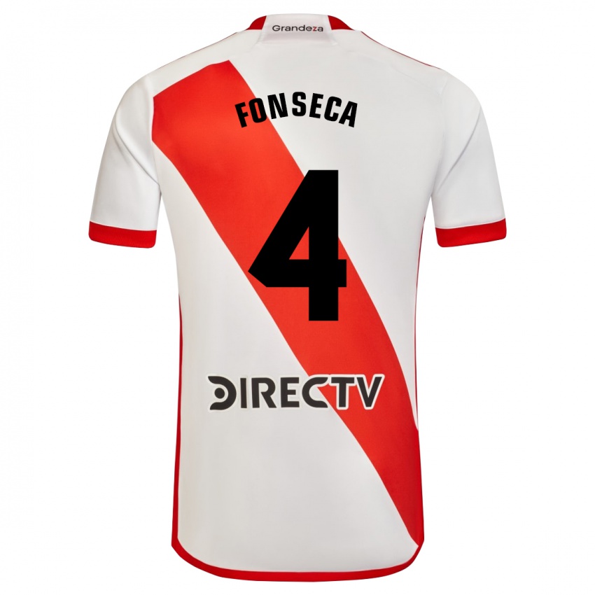 Homem Camisola Nicolás Fonseca #4 Branco Vermelho Principal 2024/25 Camisa