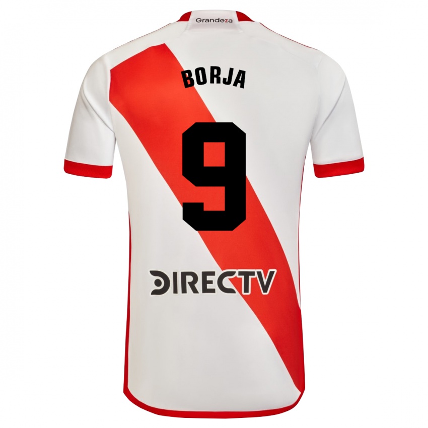 Homem Camisola Miguel Borja #9 Branco Vermelho Principal 2024/25 Camisa