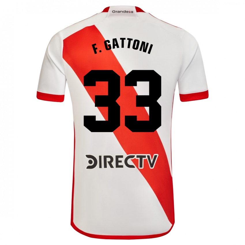 Homem Camisola Federico Gattoni #33 Branco Vermelho Principal 2024/25 Camisa