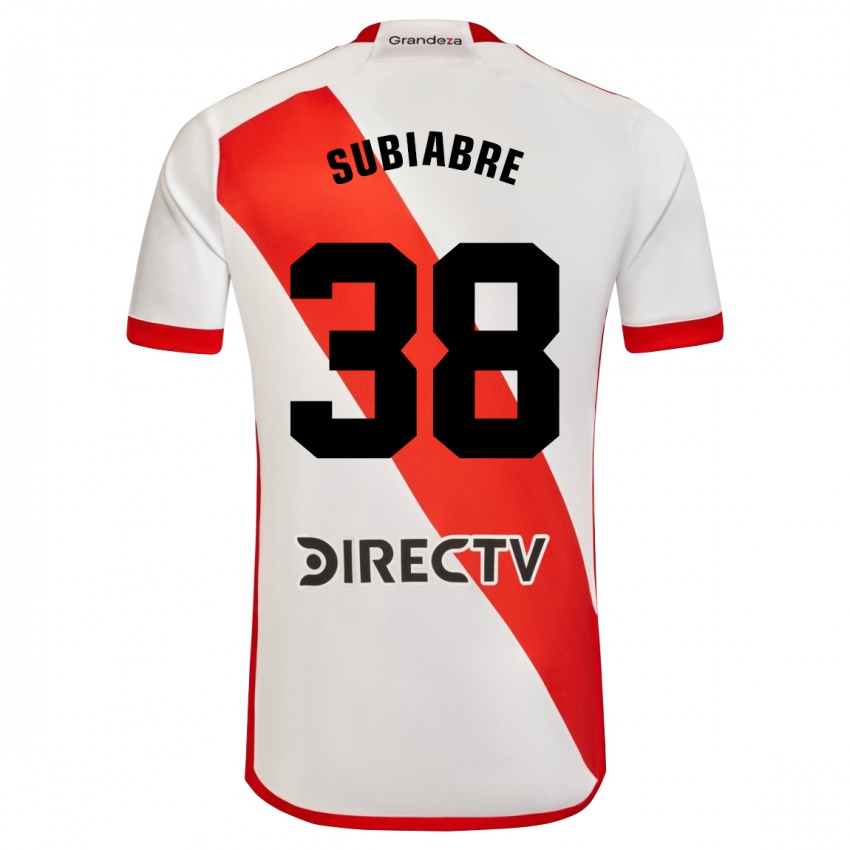 Homem Camisola Ian Subiabre #38 Branco Vermelho Principal 2024/25 Camisa