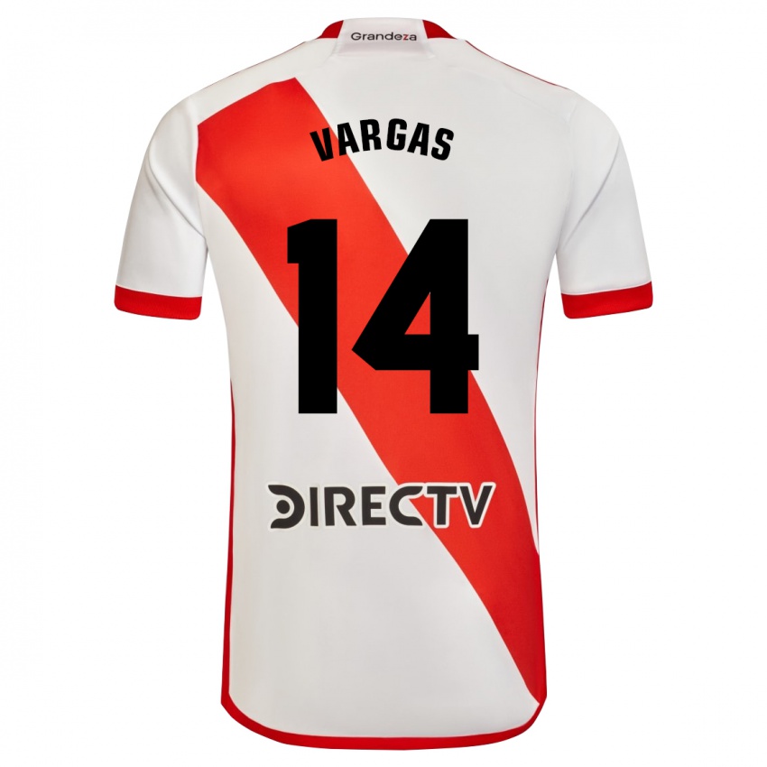 Homem Camisola Agustina Vargas #14 Branco Vermelho Principal 2024/25 Camisa