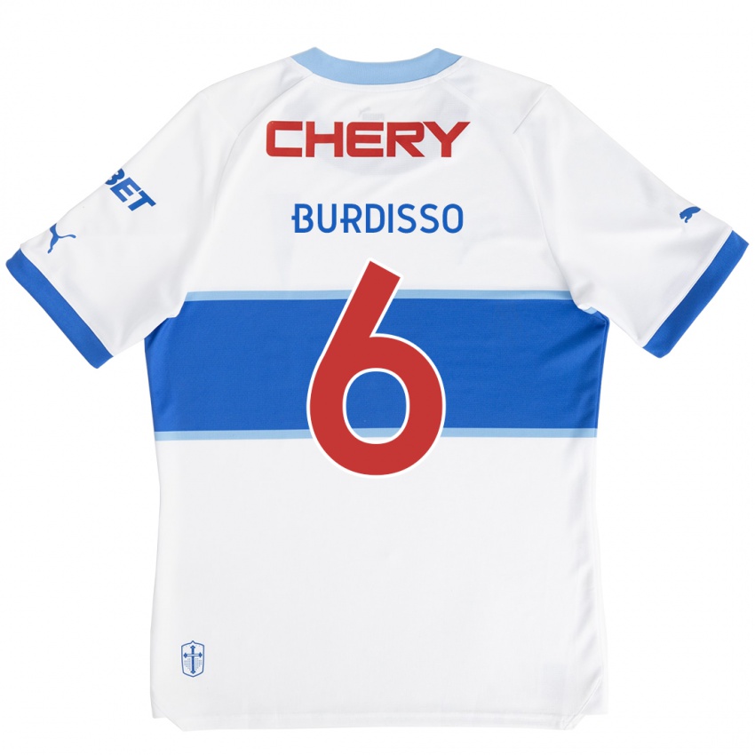 Homem Camisola Guillermo Burdisso #6 Branco Azul Principal 2024/25 Camisa