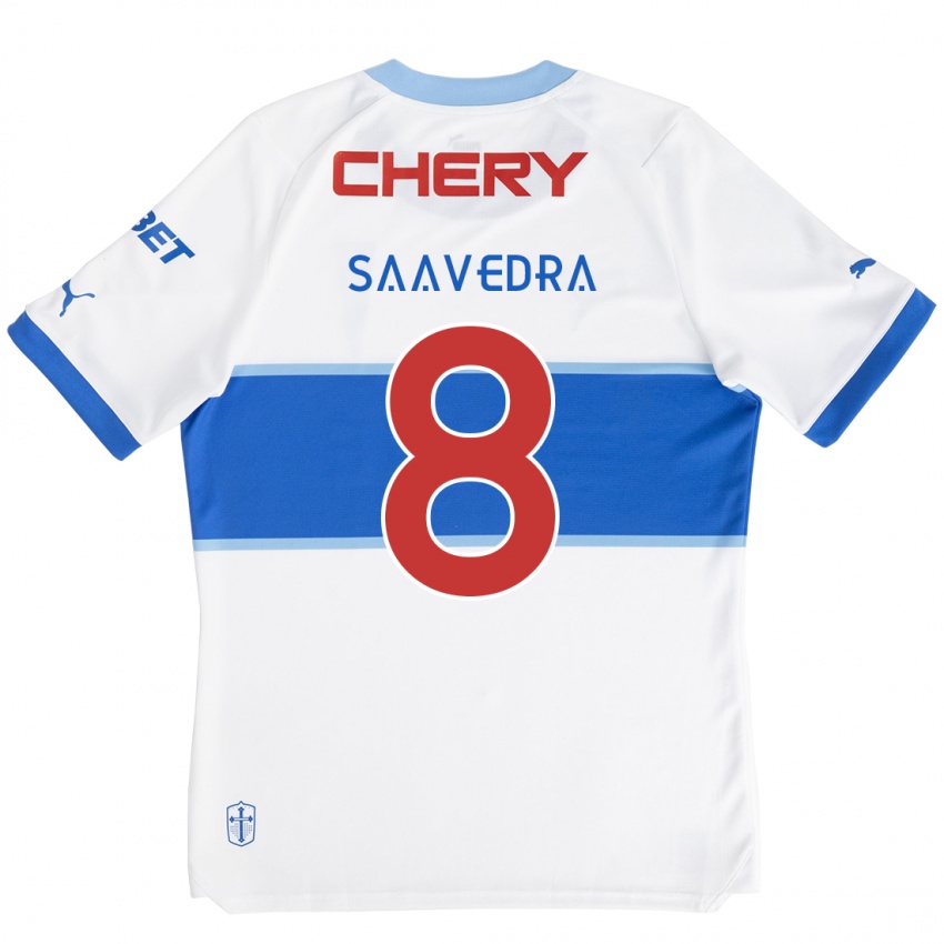 Homem Camisola Ignacio Saavedra #8 Branco Azul Principal 2024/25 Camisa