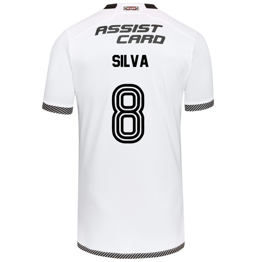 Homem Camisola Bastián Silva #8 Branco Preto Principal 2024/25 Camisa