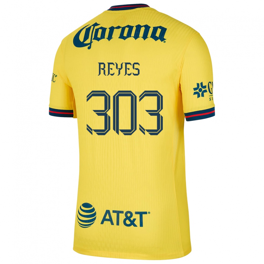 Homem Camisola Diego Reyes #303 Amarelo Azul Principal 2024/25 Camisa