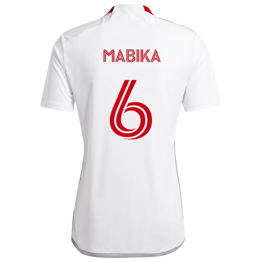 Homem Camisola Aimé Mabika #6 Branco Vermelho Alternativa 2024/25 Camisa