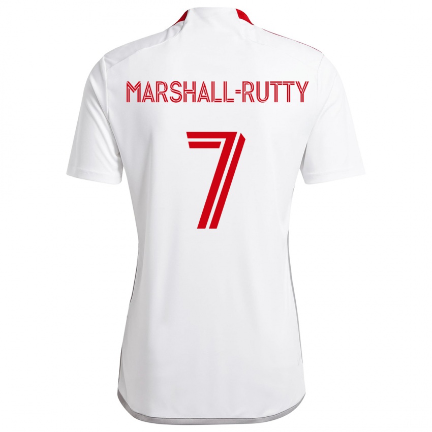 Homem Camisola Jahkeele Marshall-Rutty #7 Branco Vermelho Alternativa 2024/25 Camisa