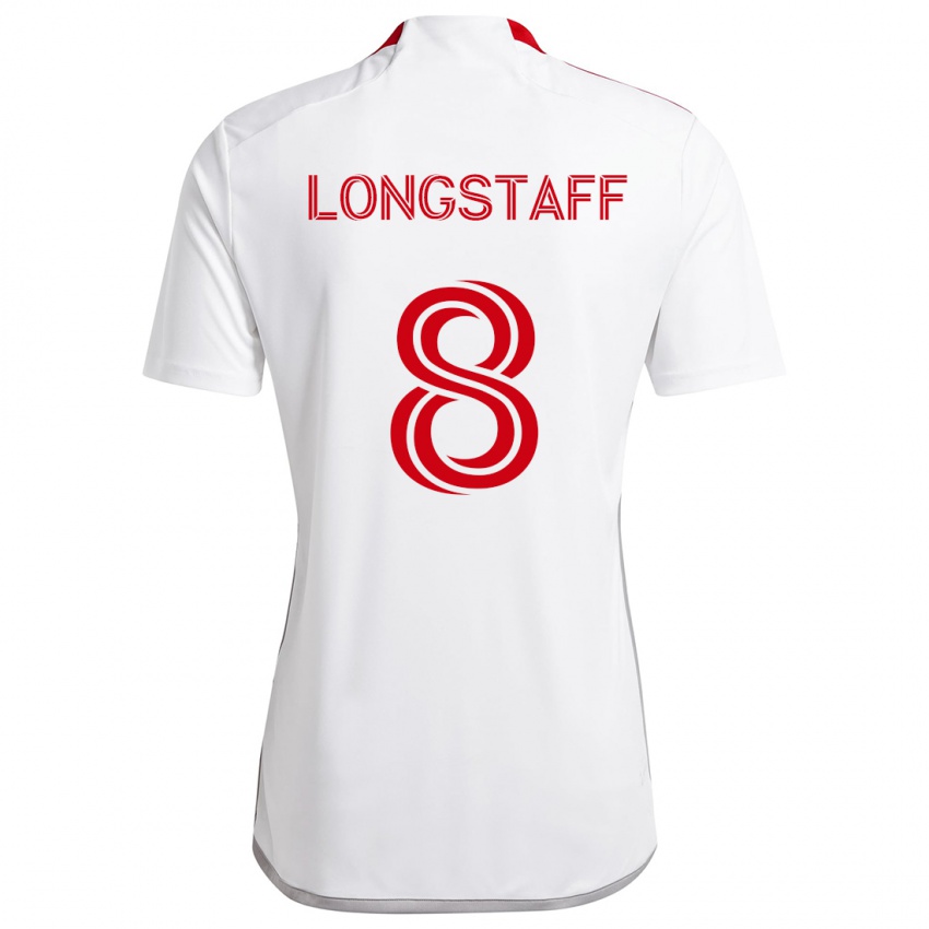 Homem Camisola Matty Longstaff #8 Branco Vermelho Alternativa 2024/25 Camisa