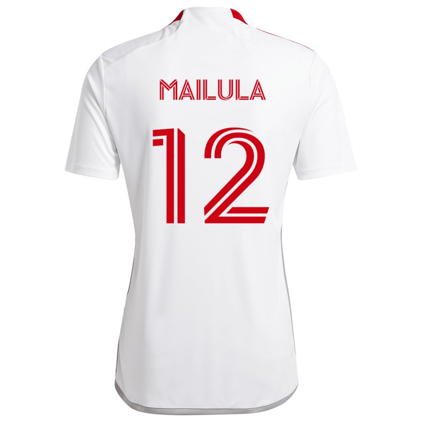 Homem Camisola Cassius Mailula #12 Branco Vermelho Alternativa 2024/25 Camisa