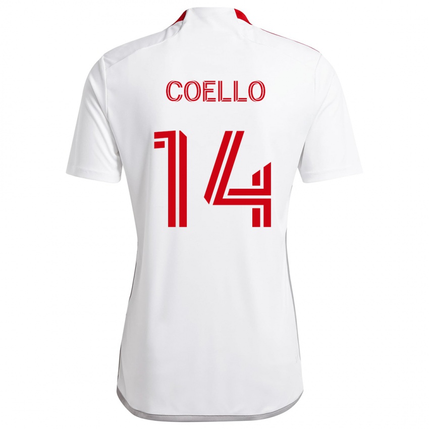 Homem Camisola Alonso Coello #14 Branco Vermelho Alternativa 2024/25 Camisa