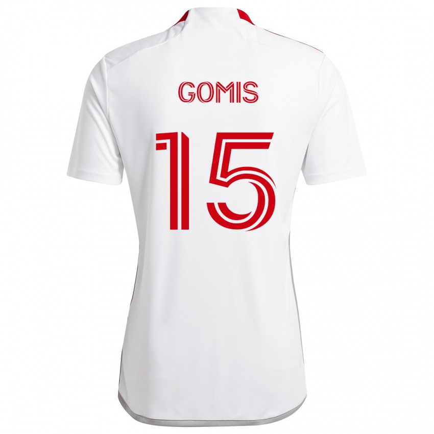 Homem Camisola Nicksoen Gomis #15 Branco Vermelho Alternativa 2024/25 Camisa