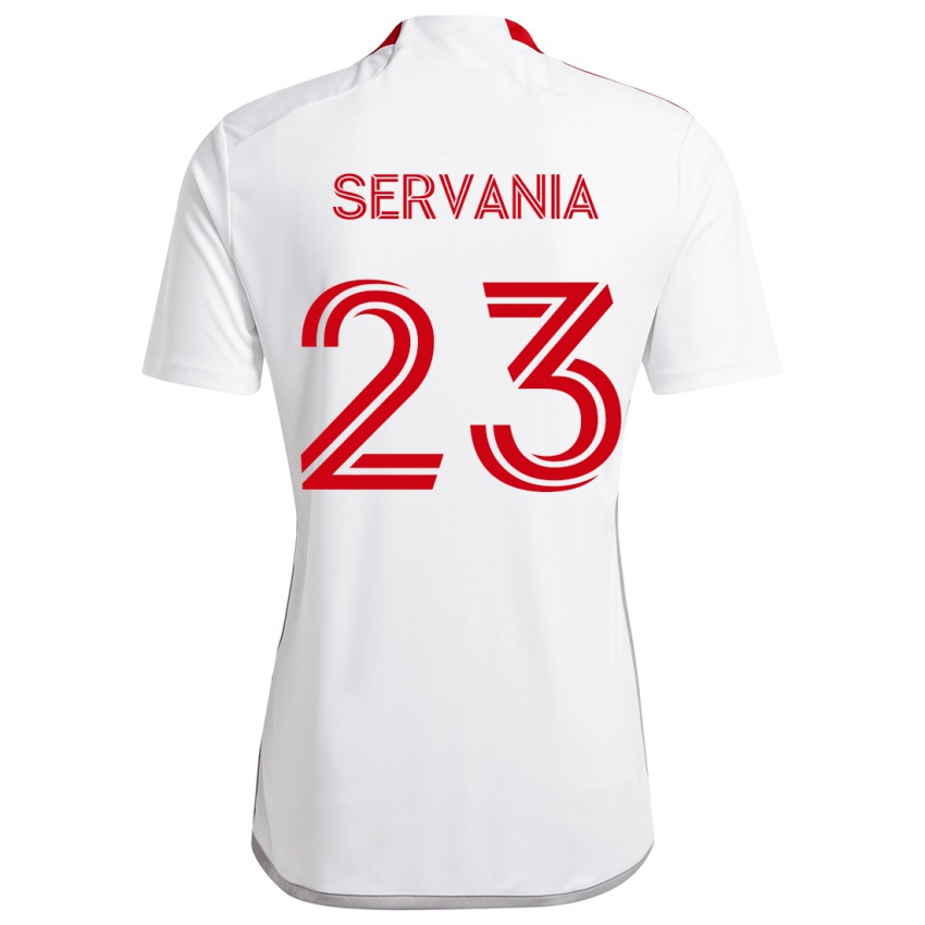 Homem Camisola Brandon Servania #23 Branco Vermelho Alternativa 2024/25 Camisa