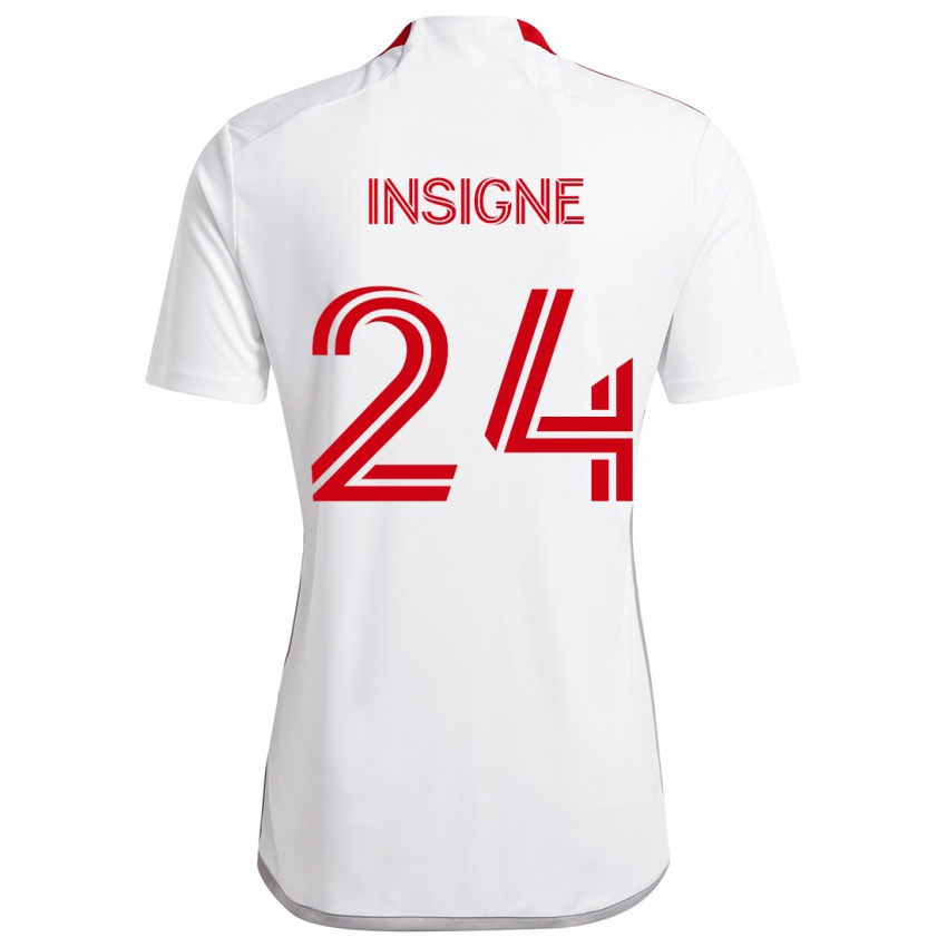 Homem Camisola Lorenzo Insigne #24 Branco Vermelho Alternativa 2024/25 Camisa