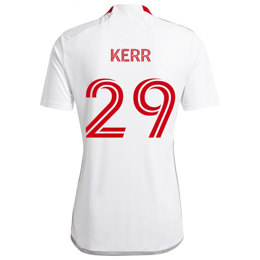 Homem Camisola Deandre Kerr #29 Branco Vermelho Alternativa 2024/25 Camisa