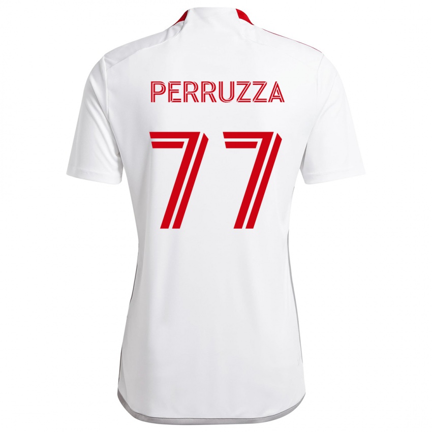 Homem Camisola Jordan Perruzza #77 Branco Vermelho Alternativa 2024/25 Camisa