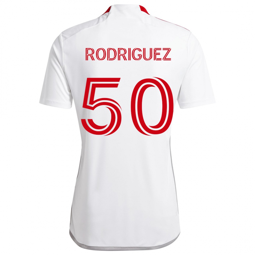 Homem Camisola Abraham Rodriguez #50 Branco Vermelho Alternativa 2024/25 Camisa