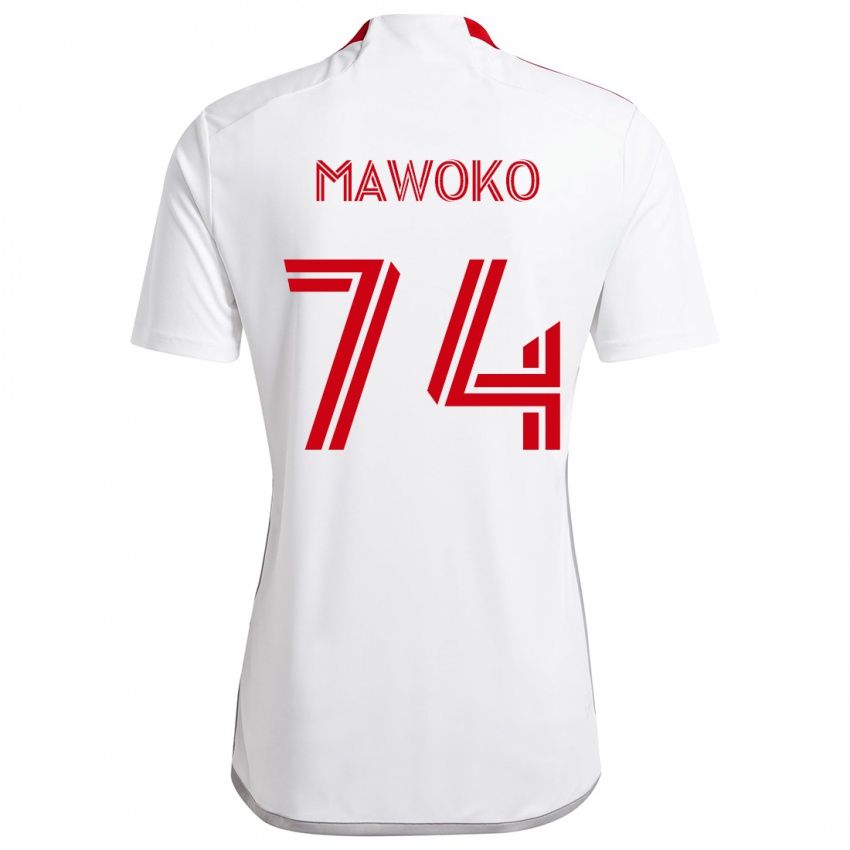 Homem Camisola Kundai Mawoko #74 Branco Vermelho Alternativa 2024/25 Camisa