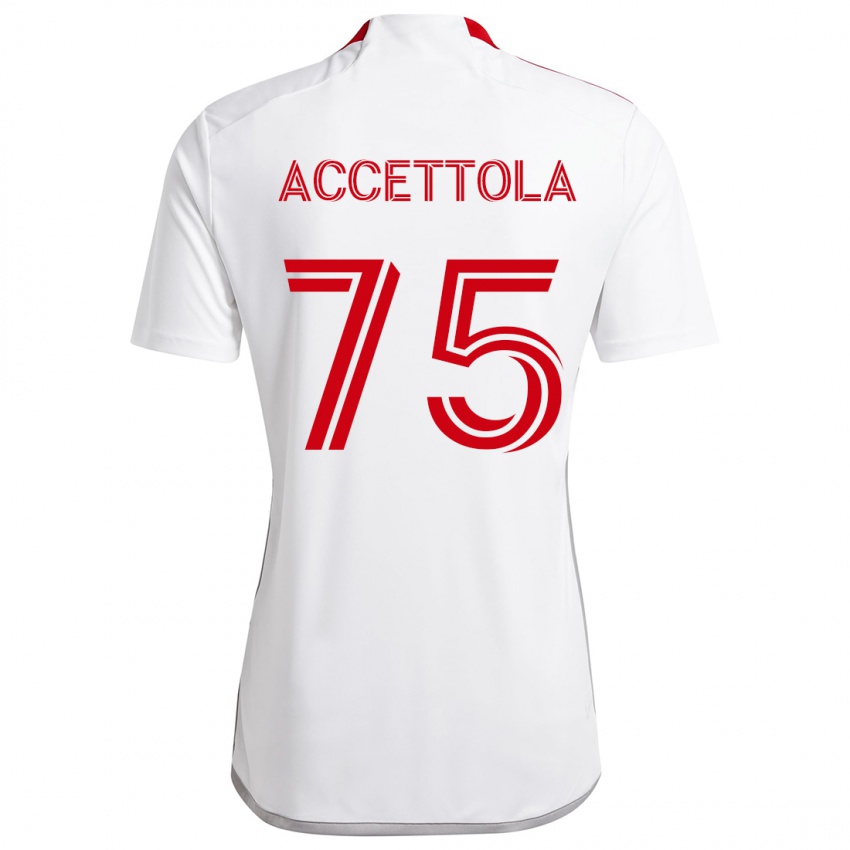 Homem Camisola Luca Accettola #75 Branco Vermelho Alternativa 2024/25 Camisa