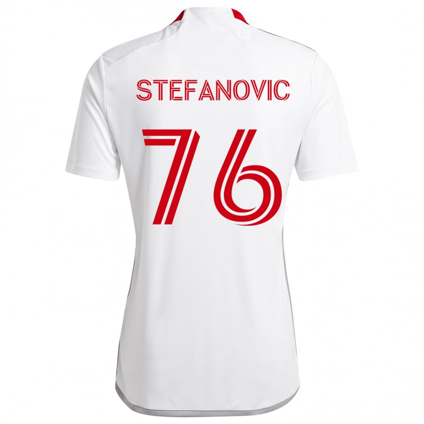 Homem Camisola Lazar Stefanovic #76 Branco Vermelho Alternativa 2024/25 Camisa