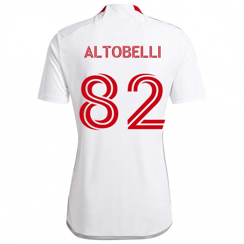 Homem Camisola Julian Altobelli #82 Branco Vermelho Alternativa 2024/25 Camisa