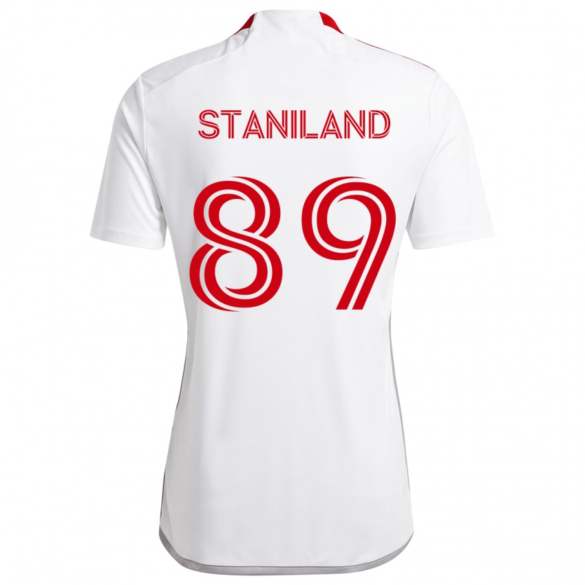 Homem Camisola Charlie Staniland #89 Branco Vermelho Alternativa 2024/25 Camisa