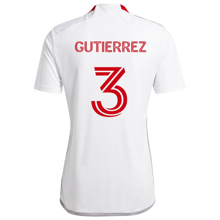 Homem Camisola Cristián Gutiérrez #3 Branco Vermelho Alternativa 2024/25 Camisa