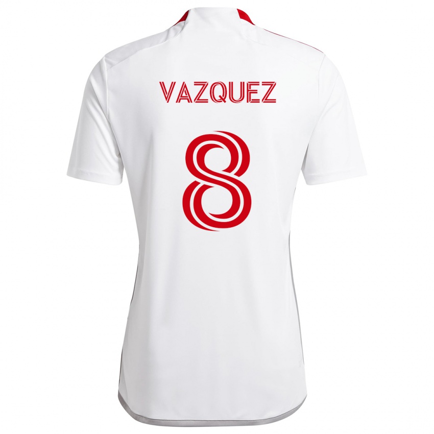 Homem Camisola Víctor Vázquez #8 Branco Vermelho Alternativa 2024/25 Camisa