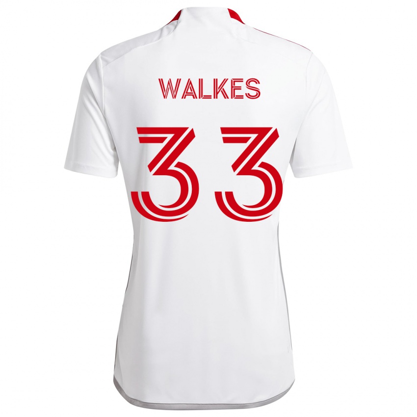 Homem Camisola Reshaun Walkes #33 Branco Vermelho Alternativa 2024/25 Camisa