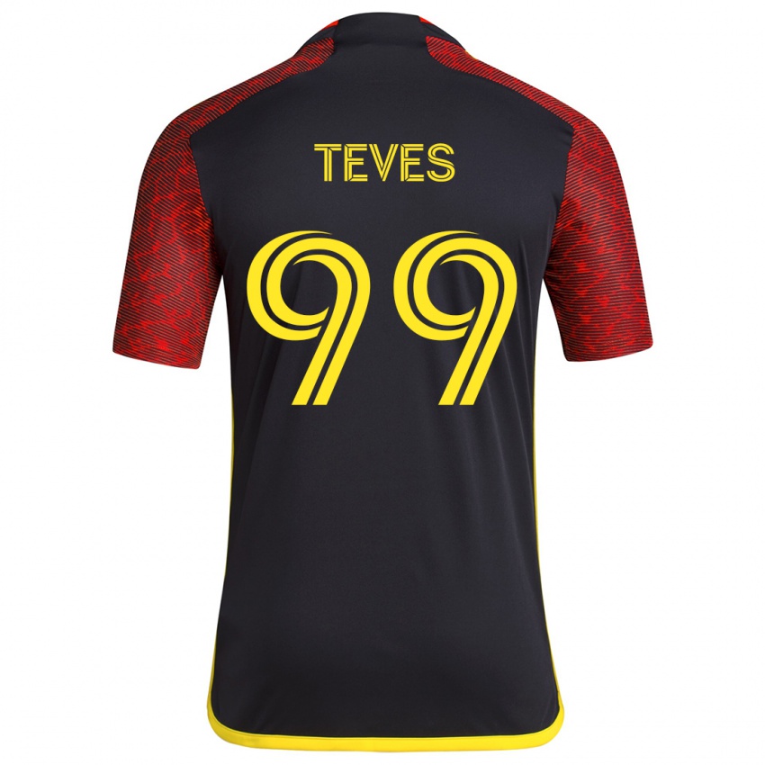 Homem Camisola Dylan Teves #99 Vermelho Preto Alternativa 2024/25 Camisa