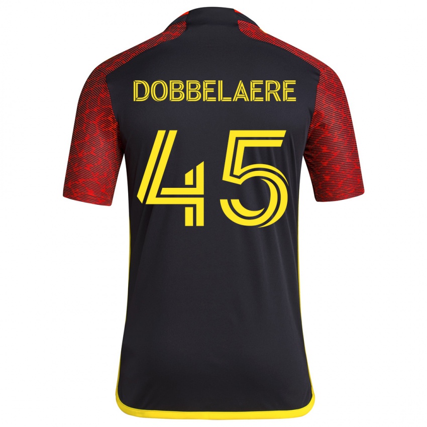 Homem Camisola Ethan Dobbelaere #45 Vermelho Preto Alternativa 2024/25 Camisa