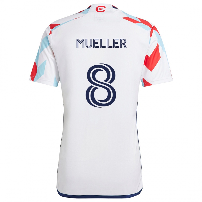 Homem Camisola Chris Mueller #8 Branco Vermelho Azul Alternativa 2024/25 Camisa