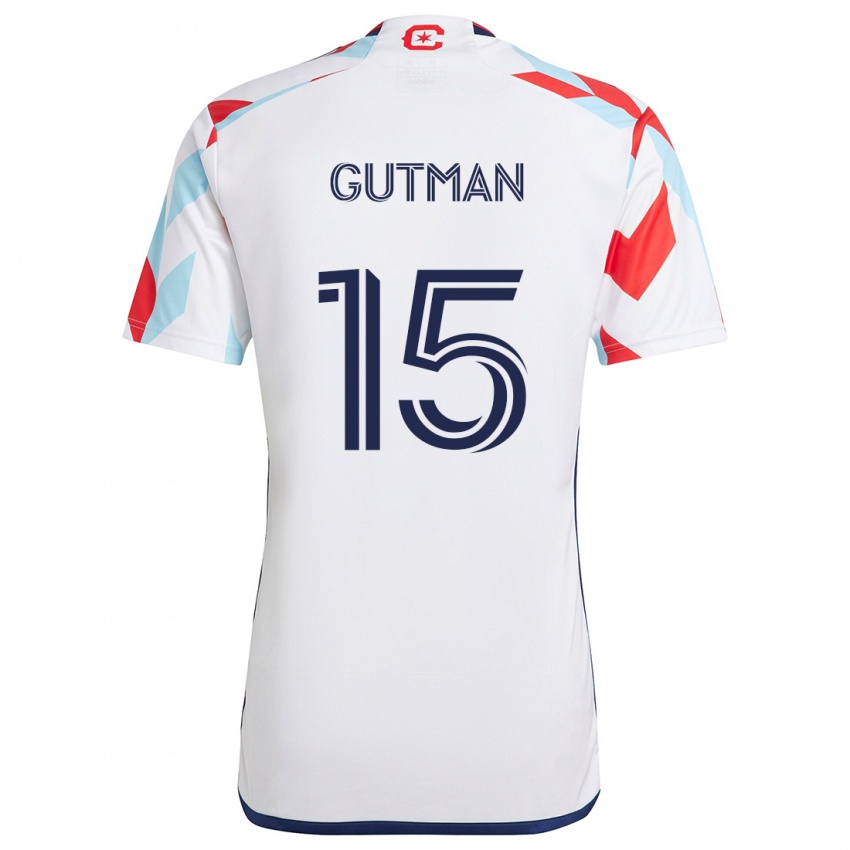 Homem Camisola Andrew Gutman #15 Branco Vermelho Azul Alternativa 2024/25 Camisa