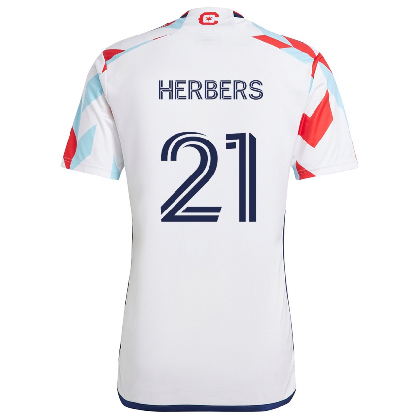 Homem Camisola Fabian Herbers #21 Branco Vermelho Azul Alternativa 2024/25 Camisa