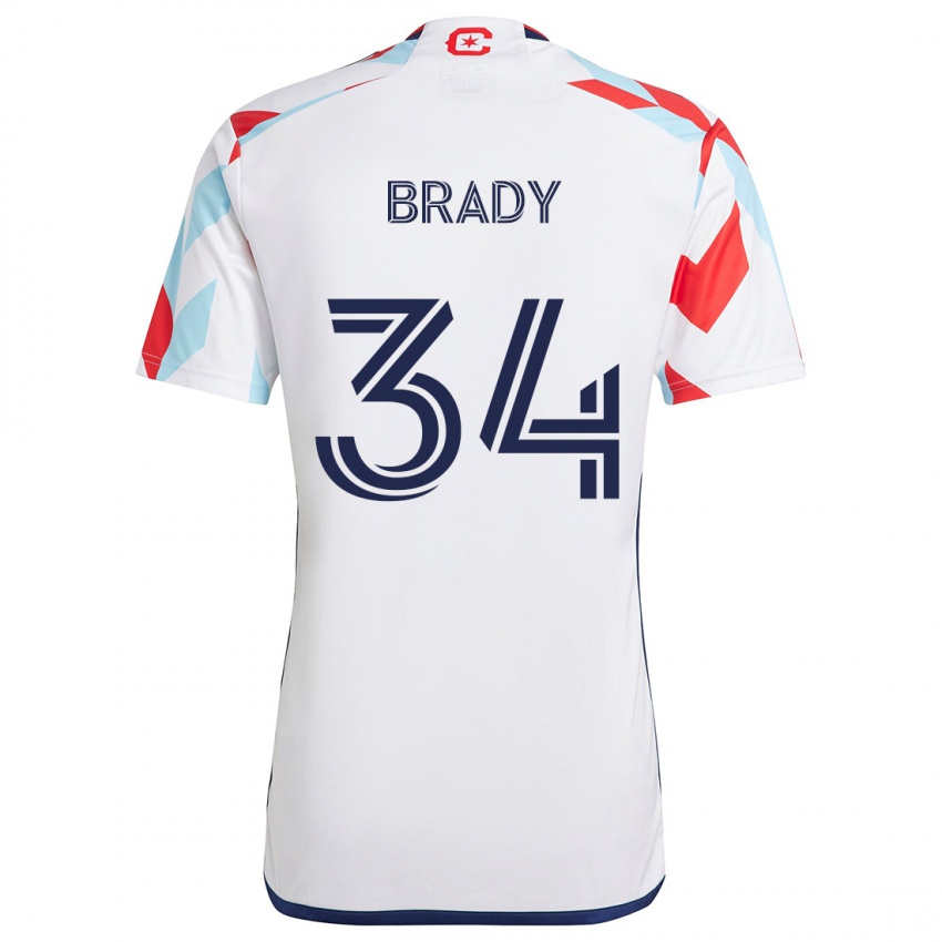 Homem Camisola Chris Brady #34 Branco Vermelho Azul Alternativa 2024/25 Camisa