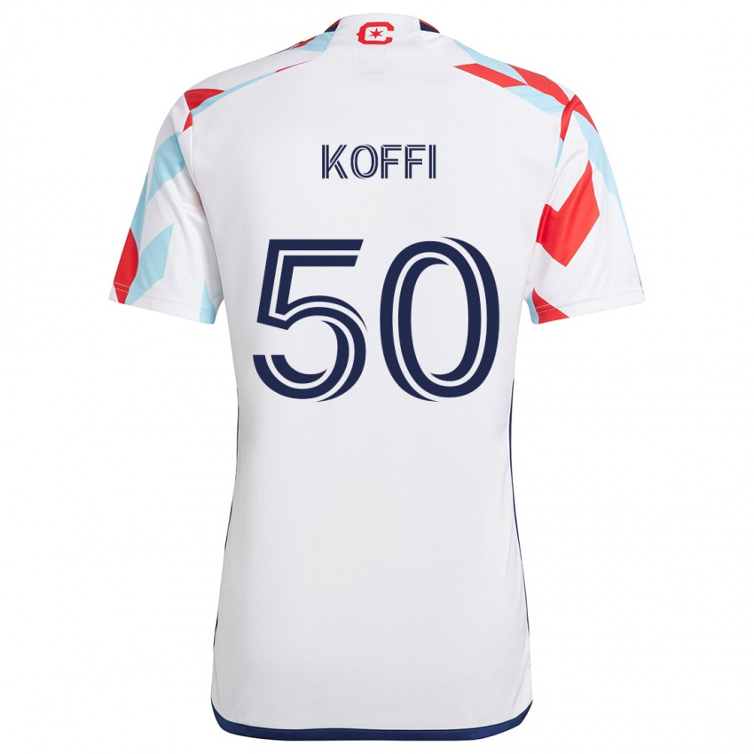 Homem Camisola Christian Koffi #50 Branco Vermelho Azul Alternativa 2024/25 Camisa