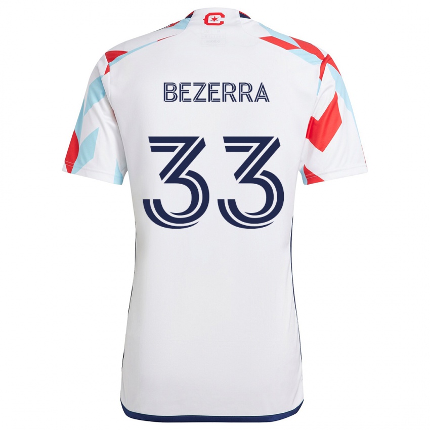 Homem Camisola Victor Bezerra #33 Branco Vermelho Azul Alternativa 2024/25 Camisa