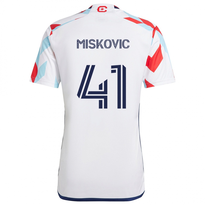 Homem Camisola Mihajlo Miskovic #41 Branco Vermelho Azul Alternativa 2024/25 Camisa