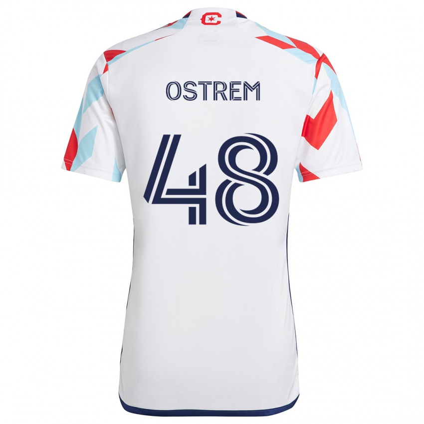 Homem Camisola Charlie Ostrem #48 Branco Vermelho Azul Alternativa 2024/25 Camisa