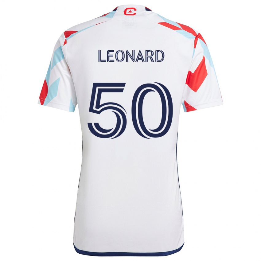 Homem Camisola Eric Leonard #50 Branco Vermelho Azul Alternativa 2024/25 Camisa