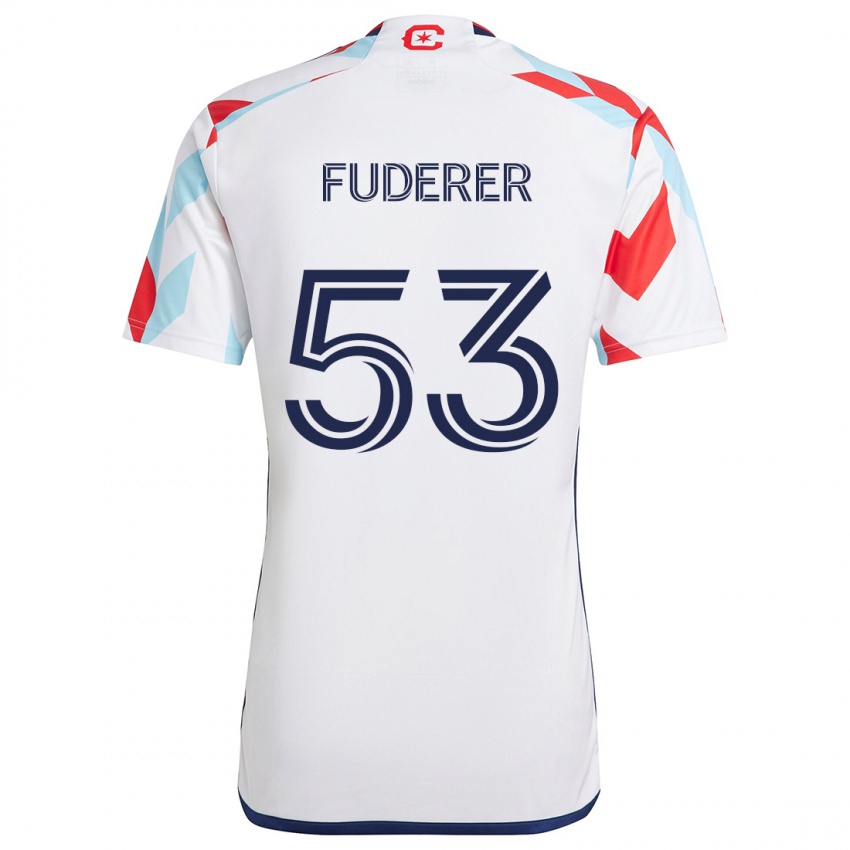 Homem Camisola Jake Fuderer #53 Branco Vermelho Azul Alternativa 2024/25 Camisa