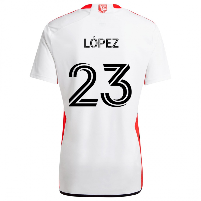 Homem Camisola Hernán López #23 Branco Vermelho Alternativa 2024/25 Camisa