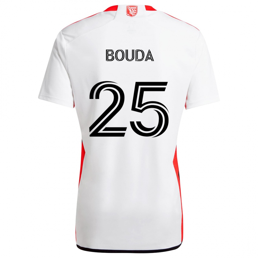 Homem Camisola Ousseni Bouda #25 Branco Vermelho Alternativa 2024/25 Camisa