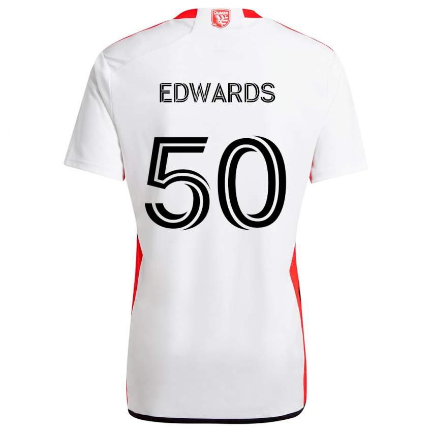 Homem Camisola Aaron Edwards #50 Branco Vermelho Alternativa 2024/25 Camisa