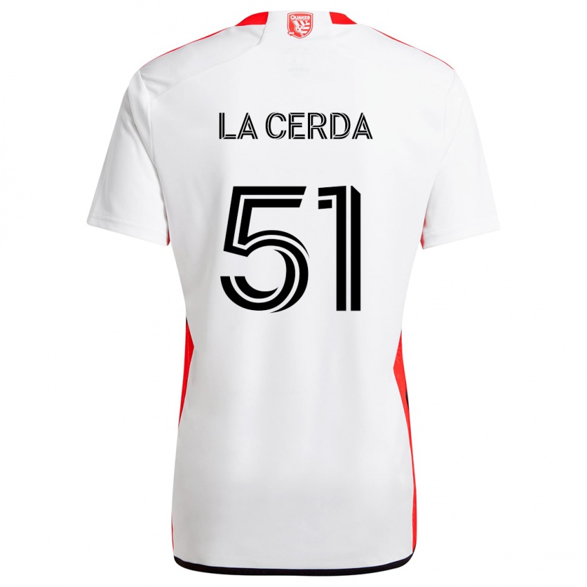 Homem Camisola Eric De La Cerda #51 Branco Vermelho Alternativa 2024/25 Camisa