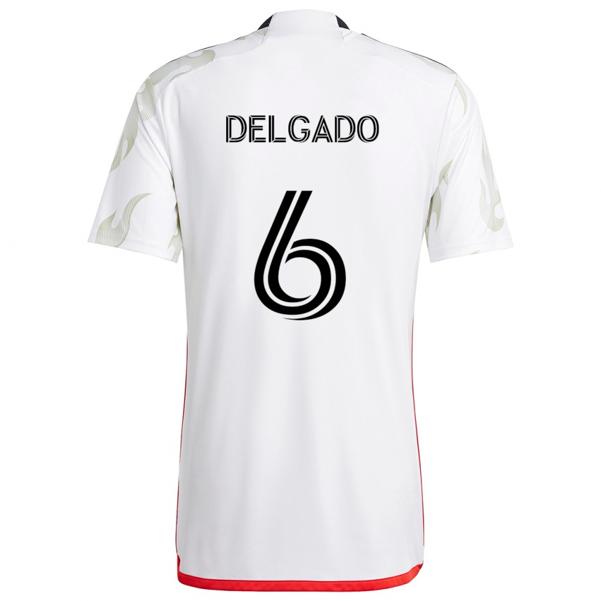 Homem Camisola Patrickson Delgado #6 Branco Vermelho Preto Alternativa 2024/25 Camisa