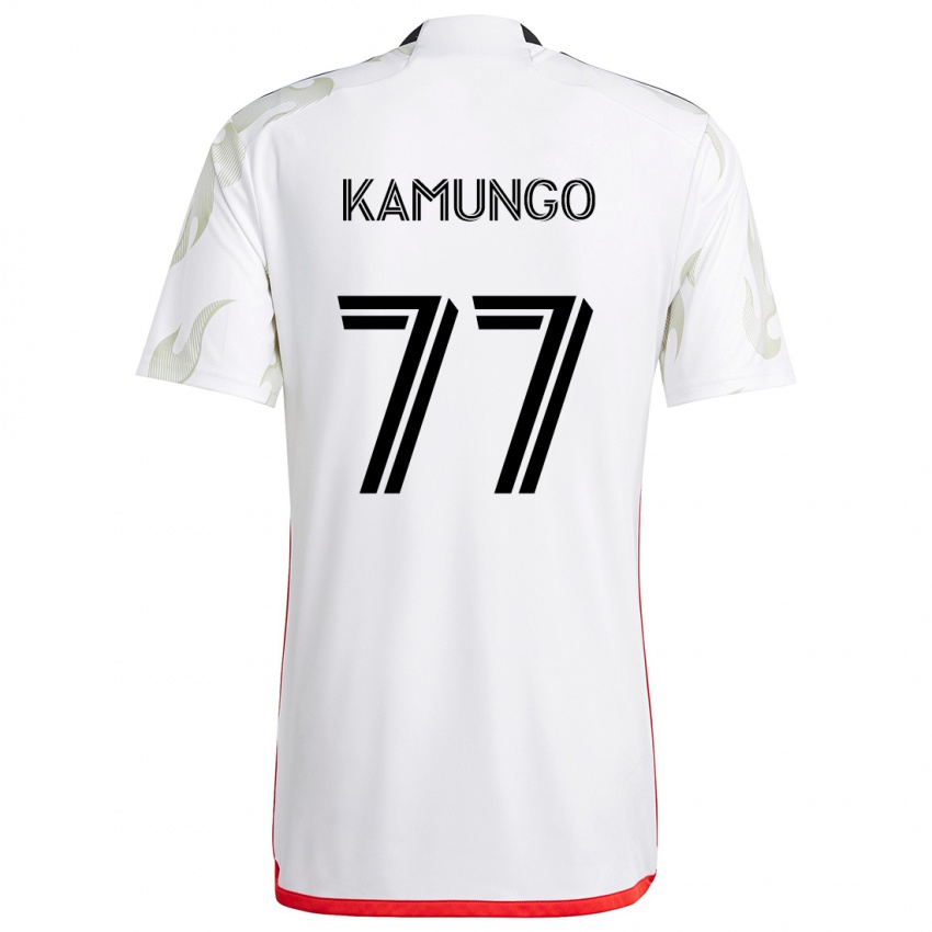 Homem Camisola Bernard Kamungo #77 Branco Vermelho Preto Alternativa 2024/25 Camisa