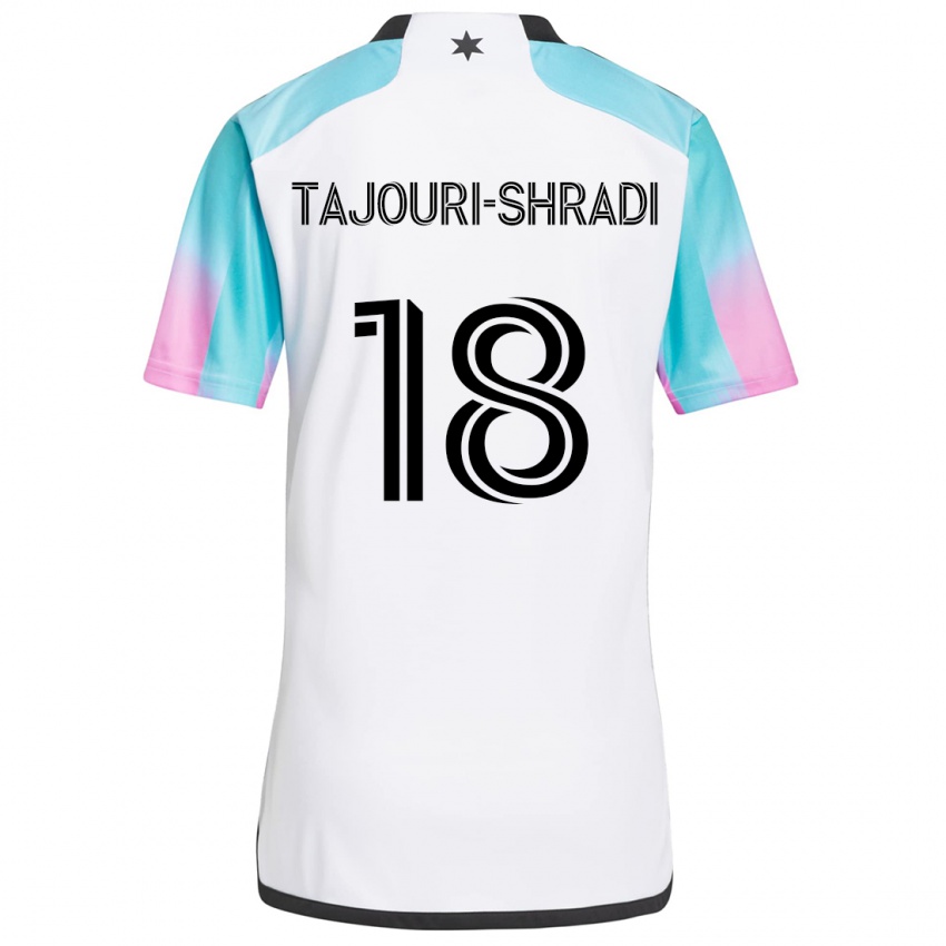 Homem Camisola Ismael Tajouri-Shradi #18 Branco Azul Preto Alternativa 2024/25 Camisa